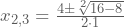 x_{2,3}=\frac{4\pm\sqrt[2]{16-8}}{2\cdot1}